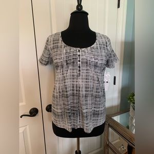 NWT! Calvin Klein Jeans, Womens Cotton, Pullover Blouse/Top, Black/White, Large